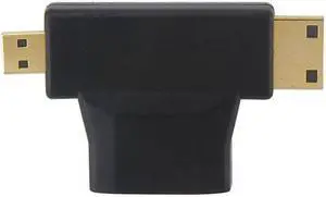 KAIBOXIXI Micro HDMI male Mini HDMI male to HDMI 1.4 Female 90 degree 2 in 1 combo adapter