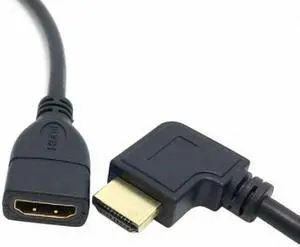 Jimier Cable Left Angled 90 Degree Connector HDMI 1.4 with Ethernet & 3D Type A male to A female Extension Cable 0.5m