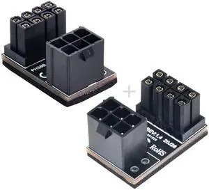 CYSM ATX 6Pin Female to 8pin Male 180 Degree Angled Power Adapter for Desktops Graphics Card