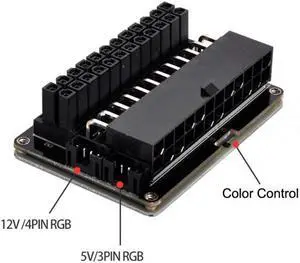 CYSM ATX 24Pin Female to 24pin Male 90 Degree Power Adapter Mainboard Motherboard With RGB Led for Desktops PC Supply