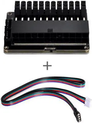 KAIBOXIXI ATX 24Pin Female to 24pin Male 90 Degree Power Adapter Mainboard Motherboard With RGB Led for Desktops PC Supply