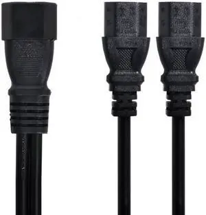 KAIBOXIXI Single C14 to Dual C13 5-13R Short Power Y Type Splitter Adapter Cable Cord