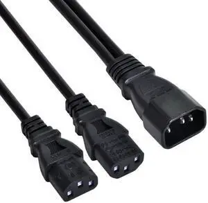 Xiwai Cable Single C14 to Dual C13 5-13R Short Power Y Type Splitter Adapter Cable Cord