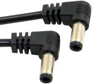 KAIBOXIXI DC Power 5.5 x 2.1mm / 2.5mm Male to 5.5 2.1/2.5mm Male Plug Cable Right Angled 90 Degree 60cm