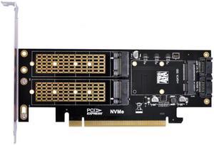Xiwai CY  SA-028 PCI Express PCI-E 3.0Dual SATA to NGFF NVME MSATA M-Key B/M-key SSD Card Adapter 3in1