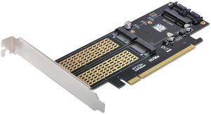 Jimier Cable PCI Express PCI-E 3.0 & Dual SATA to NGFF NVME MSATA M-Key B/M-key SSD Card Adapter 3in1