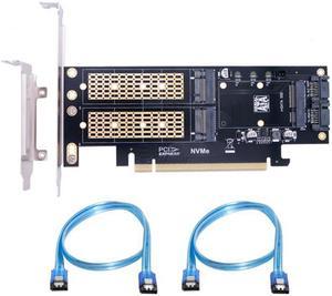 Chenyang Cable PCI Express PCI-E 3.0 & Dual SATA to NGFF NVME MSATA M-Key B/M-key SSD Card Adapter 3in1