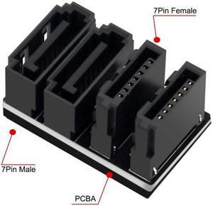CYSM Dual SATA 7Pin Female to 7Pin Male 360 Degree Angled Adapter Low Profile for Desktops SSD HDD Mainboard Motherboard