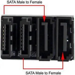 Xiwai Cable Dual SATA 7Pin Female to 7Pin Male 360 Degree Angled Adapter Low Profile for Desktops SSD HDD Mainboard Motherboard