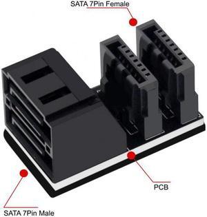 CYSM Dual SATA 7Pin Female to 7Pin Male Vertical 90 Degree Angled Adapter Low Profile for Desktops SSD HDD Mainboard Motherboard