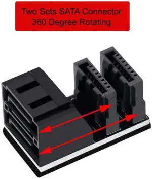 KAIBOXIXI Dual SATA 7Pin Female to 7Pin Male Vertical 90 Degree Angled Adapter Low Profile for Desktops SSD HDD Mainboard Motherboard