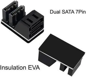 Xiwai Cable Dual SATA 7Pin Female to 7Pin Male Vertical 90 Degree Angled Adapter Low Profile for Desktops SSD HDD Mainboard Motherboard