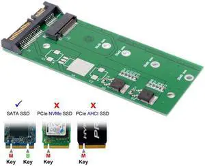 Jimier Cable M.2 NGFF B/M-key 2 Lane SSD to 7mm 2.5" SATA 22pin hard disk case PCBA for E431 E531 X240S Y410P Y510P