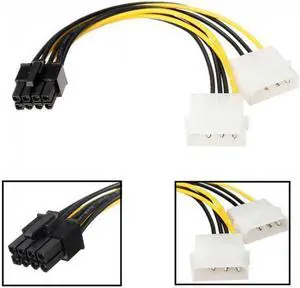 KAIBOXIXI Dual Molex 4pin IDE to 8 Pin PCI-E Power Lead Cable for Asus MSI VGA Video Graphic Card