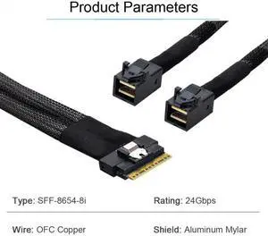 Xiwai Cable PCI-E Ultraport Slimline SAS Slim 4.0 SFF-8654 8i 74pin to Dual SFF-8643 4i Mini SAS HD Cable PCI-Express