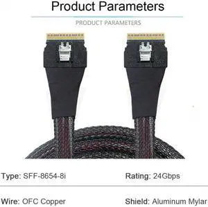 Xiwai Cable PCI-E Slimline SAS 4.0 SFF-8654 8i 74pin Host to SFF-8654 74Pin Slim SAS Target Cable 50cm