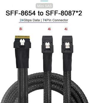 KAIBOXIXI PCI-E Ultraport Slimline SAS Slim 4.0 SFF-8654 8i 74pin to Dual SFF-8087 Mini SAS Cable PCI-Express