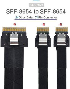 KAIBOXIXI PCI-E Ultraport Slimline SAS Slim 4.0 SFF-8654 8i 74pin to Dual  SFF-8654 4i 38Pin Cable 40cm PCI-Express