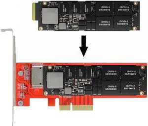 Jimier Cable PCI-E4.0 4X Host Adapter to NVMe Ruler 1U GEN-Z EDSFF Short SSD E1.S Carrier Adapter