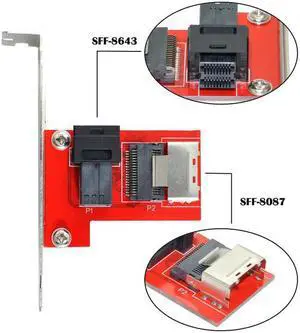 KAIBOXIXI PCI-Express 4.0 Mini SAS SFF-8087 to SAS HD SFF-8643 PCBA Female Adapter With Bracket
