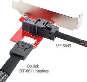 Xiwai Cable PCI-Express 4.0 Mini SAS HD SFF-8643 to Oculink SFF-8611 SFF-8612 PCBA Female Adapter With Bracket