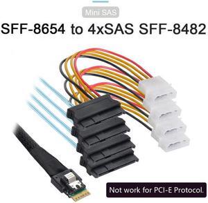 Jimier Cable Slimline SAS 4.0 SFF-8654 4i 38pin Host to 4 SAS 29pin SFF-8482 Target Hard Disk Fanout Raid Cable