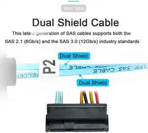 Xiwai Cable Slimline SAS 4.0 SFF-8654 4i 38pin Host to 4 SAS 29pin SFF-8482 Target Hard Disk Fanout Raid Cable
