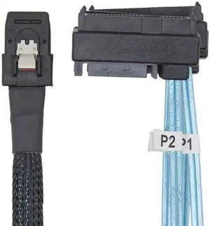 Jimier Cable Internal 36 Pin Mini SAS SFF-8087 Host to 4 SFF-8482 Target SAS Hard Disk and SATA Power Cable 50cm