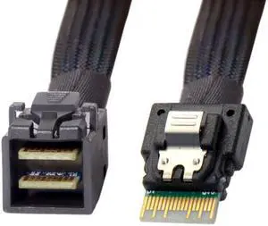 KAIBOXIXI Slim Line SAS 4.0 SFF-8654 4i 38pin Host to HD Mini SAS 4i SFF-8643 36pin Target Cable 50cm
