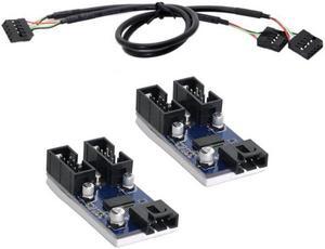 KAIBOXIXI 9pin USB 2.0 Header 1 to 2 / 4 Female Extension Cable HUB Connector Adapter Port Multilier