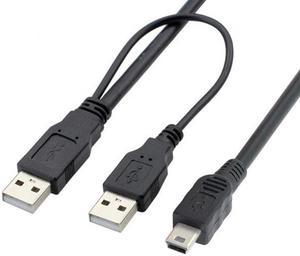 Chenyang U2-023 USB2.0 Dual Two A type Male to Mini 5-Pin male Y Cable for Hard Disk Drive Case