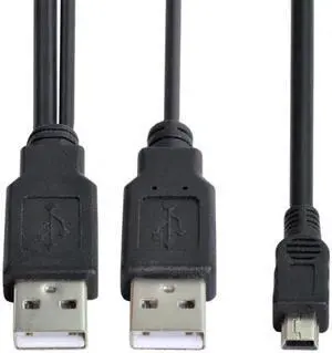 CYSM USB2.0 Dual Two A type Male to Mini 5-Pin male Y Cable for Hard Disk Drive Case