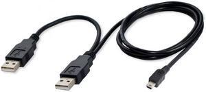 Xiwai Cable USB2.0 Dual Two A type Male to Mini 5-Pin male Y Cable for Hard Disk Drive Case
