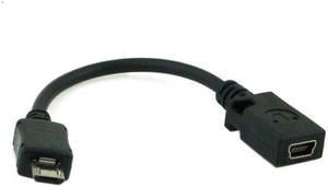 HKCY U2-027 Micro USB 5pin Male to Mini USB 5Pin Female Data Charge Cable 10cm