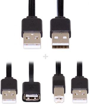 Chenyang U2-028-BK+U2-047-BK+U2-060-BK 3pcs/lot 13cm USB 2.0 Type-A to Type-B Type-A Female Extension Male Data Flat Slim Cable for Printer DiskPhone