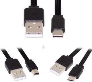 Shenzhong 3pcs/lot 13cm USB 2.0 Type-A to Mini Micro USB Type-C Male Data Flat Slim FPC Cable for FPV & Disk & Phone