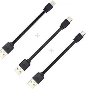 Jimier Cable 3pcs/lot 13cm USB 2.0 Type-A to Mini Micro USB Type-C Male Data Flat Slim FPC Cable for FPV & Disk & Phone