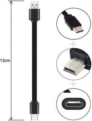 KAIBOXIXI 3pcs/lot 13cm USB 2.0 Type-A to Mini Micro USB Type-C Male Data Flat Slim FPC Cable for FPV & Disk & Phone