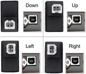 KAIBOXIXI 4Pcs USB 2.0 B Type Male to Female Extension Adapter Horizontal Vertical Angled 90 Degree for Disk Scanner