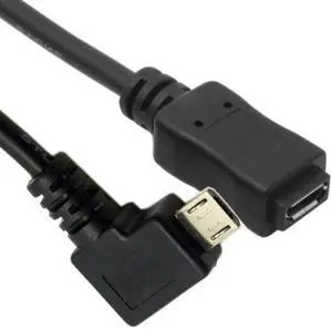 CYSM Left 90 Degree Angled Micro USB 2.0 Male to Female for Phone Extension Cable 0.5M