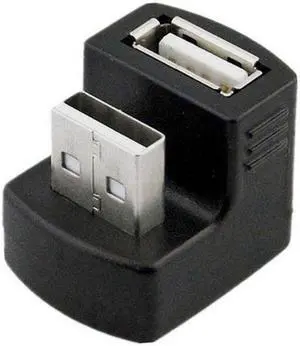 Jimier Cable Up Angled USB 2.0 Adapter A Male to Female Extension 90 180 360 Degree Black