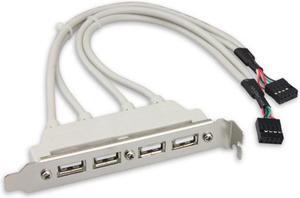 CYSM PCI-E 4 Ports USB 2.0 Female Screw to Motherboard 9pin Header Cable with Bracket