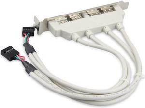 KAIBOXIXI PCI-E 4 Ports USB 2.0 Female Screw to Motherboard 9pin Header Cable with Bracket