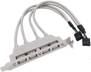 Xiwai Cable PCI-E 4 Ports USB 2.0 Female Screw to Motherboard 9pin Header Cable with Bracket
