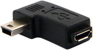 KAIBOXIXI 90 Degree Left Angled Mini USB Male to Micro USB Female Data Sync Power Adapter