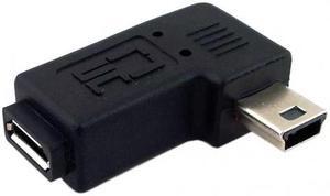 KAIBOXIXI 90 Degree Right Angled Mini USB Male to Micro USB Female Data Sync Power Adapter