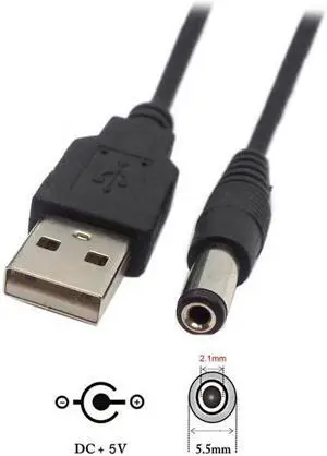 Xiwai Cable USB 2.0 A Type Male TO 5.5x2.1mm DC Power Plug Barrel Connector 5v Cable 100cm