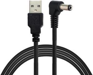 Xiwai Cable USB 2.0 A Type Male to Right Angled 90 Degree 5.5 x 2.1mm DC 5V Power Plug Barrel Connector Charge Cable