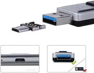 CYSM 5pcs Ultra Mini DM Micro USB 5pin OTG Adapter Connector for Cell Phone Tablet & USB Cable & Flash Disk