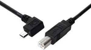 KAIBOXIXI Left Angled 90 Degree Micro USB OTG to Standard B Type Printer Scanner Hard Disk Cable 60cm